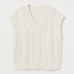 H&M Women's Cream Cable Knit Sweater Vest